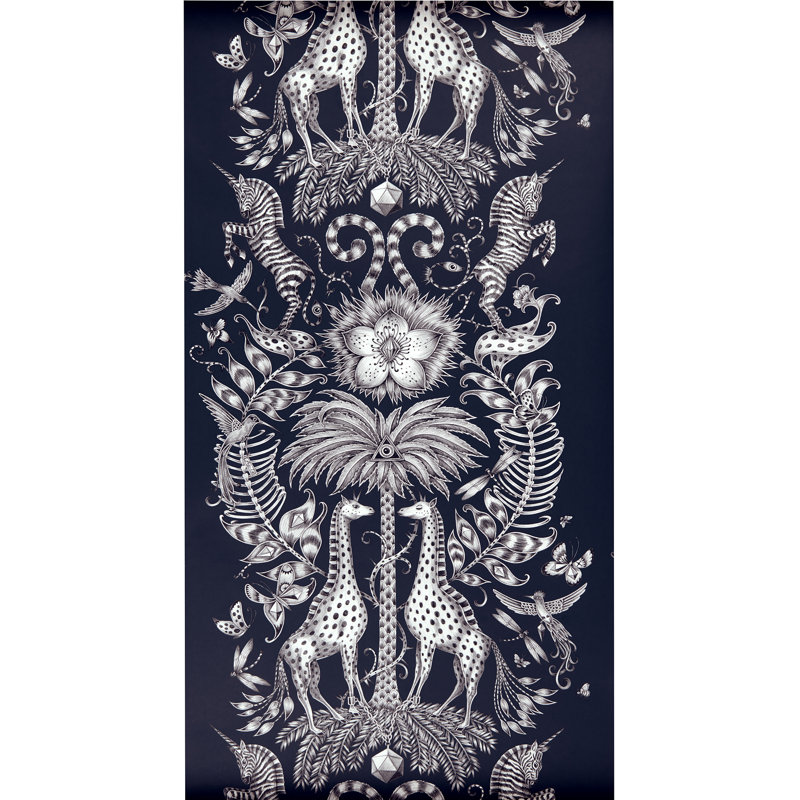 Animalia Kruger 5.5' L x 20.5" W Smooth Wallpaper Roll, Navy