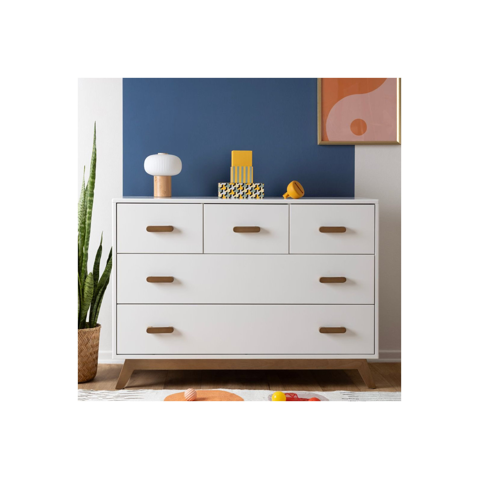 Soho 5-drawer dresser, White/Walnut