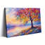 Reproduction d'art mural sur toile, feuille colorée, lac, coucher de soleil, empâtement, paysage, salon, décoration murale-133039274