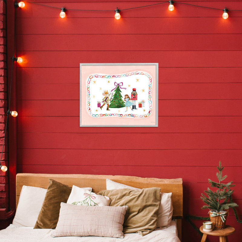 Giclée encadrée de personnages festifs et arbre de Noël, design par Rachel Nieman, Estampe numérique Farmhouse