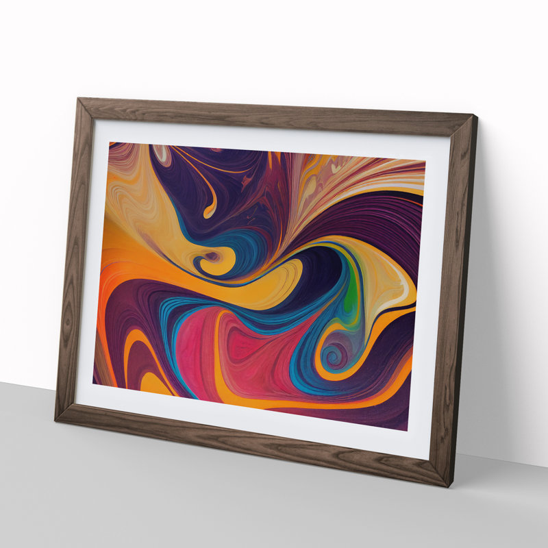 Marble Abstract Vol.2 - Single Picture Frame Print, 34cm H x 46cm W x 2cm D, Walnut