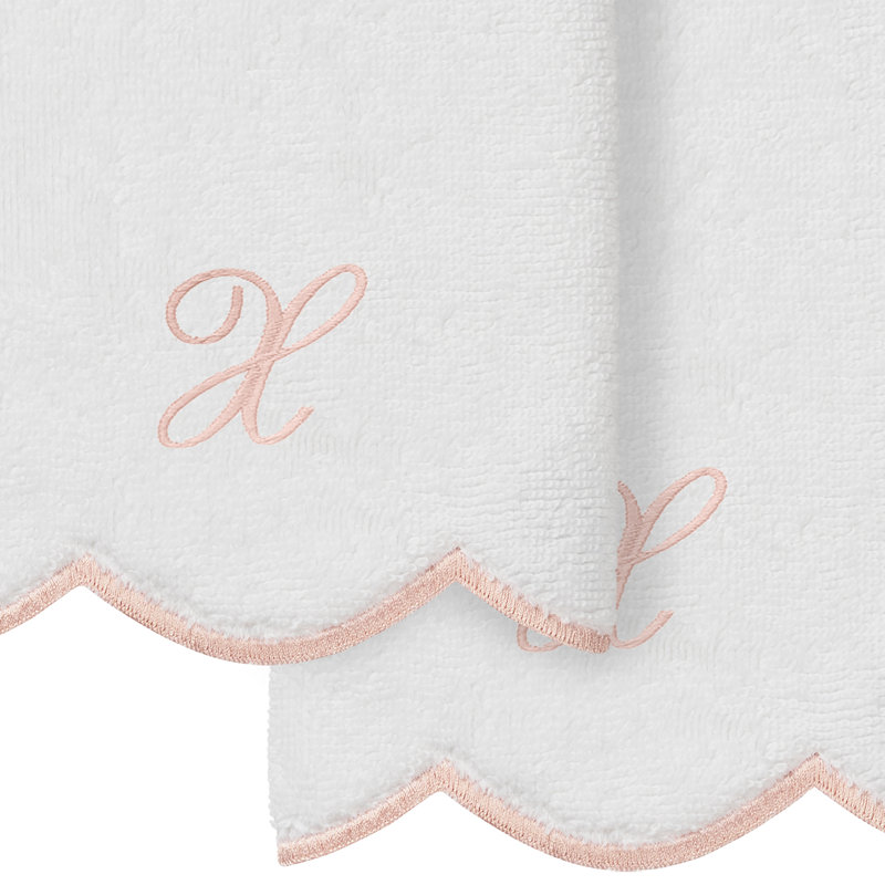  Ensemble de serviettes 100% coton turque ADORNIA, Blanc / Rose, X, Ensemble de 2 serviettes à doigts