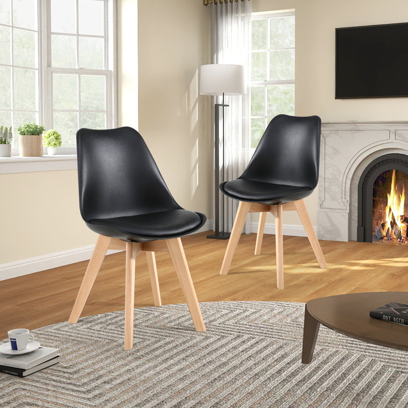 Chaise d'appoint rembourrée Pascal, Noir
