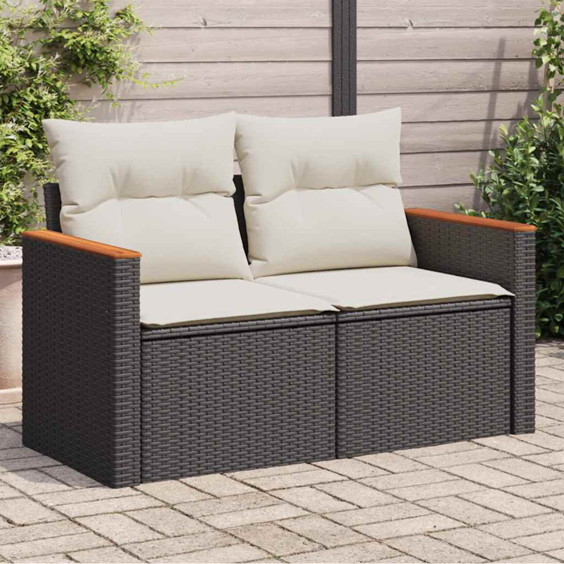  Garden Sofa Black And Cream White, Black, Black