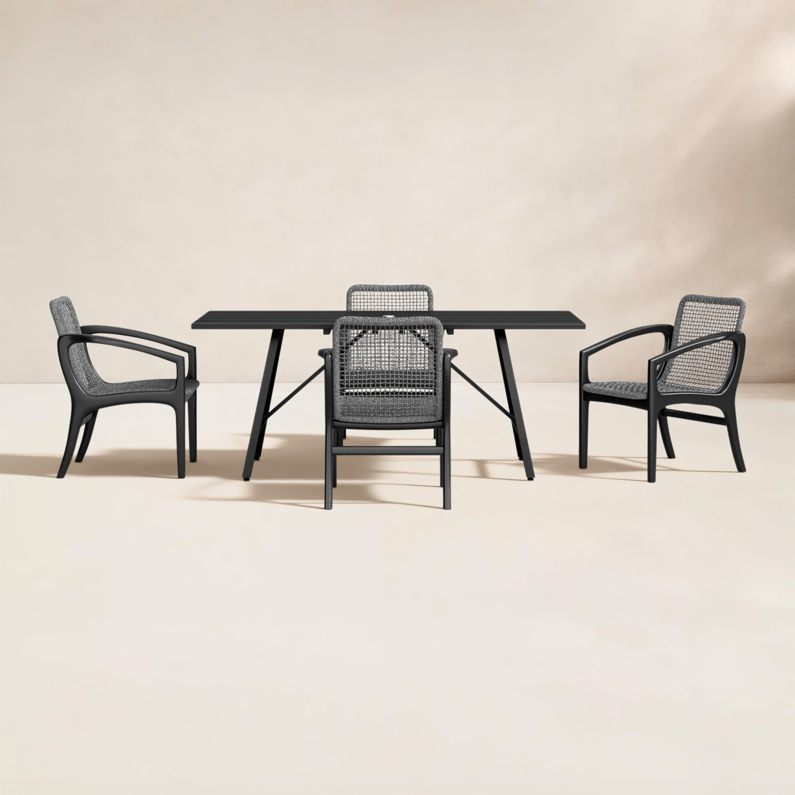Dasinger 32" Eucalyptus Patio Dining Set, Charcoal