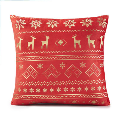 Roy Red/Gold Square Cushion Cover