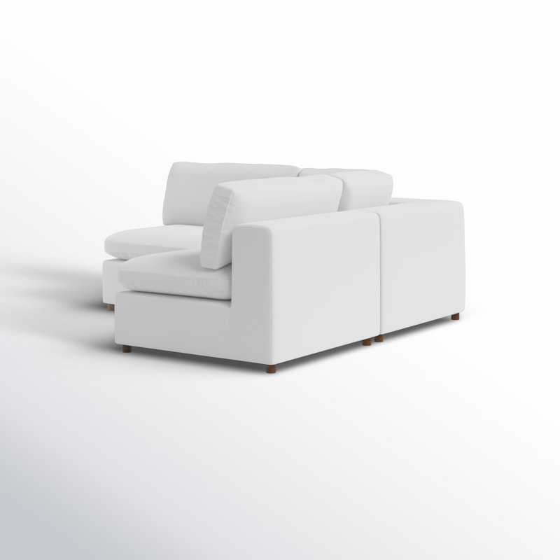 Jossa Upholstered L-Shaped Sectional Symmetrical, White Linen Blend
