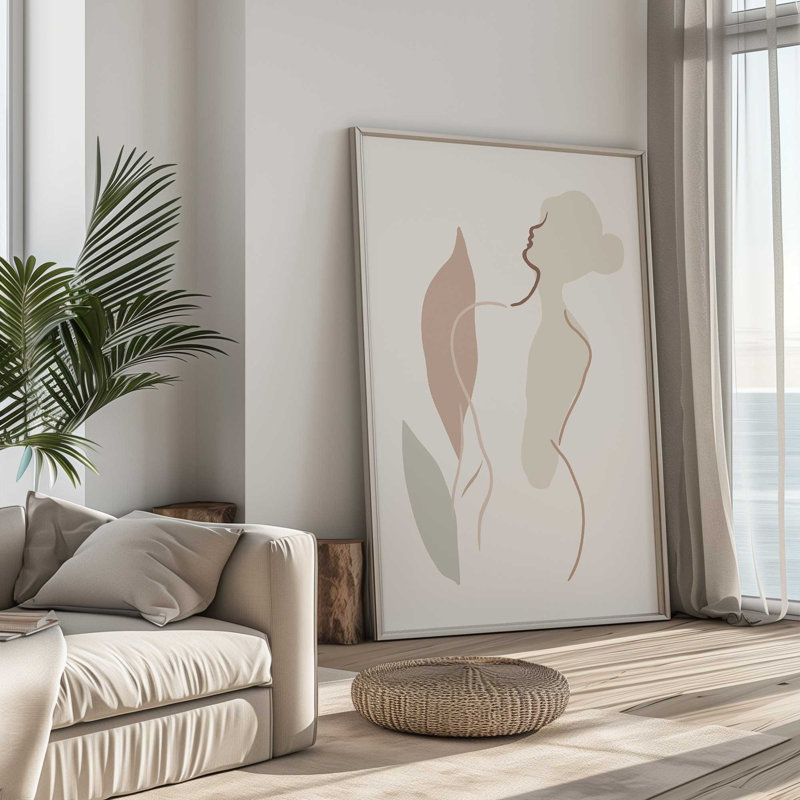 Impression de formes tranquilles dans un cadre doré poli, 14 po x 11 po, H 17 po x l 13 po, Blanc opaque