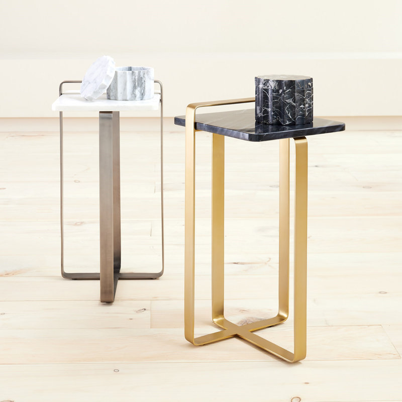 Marble End Table, Black/Gold