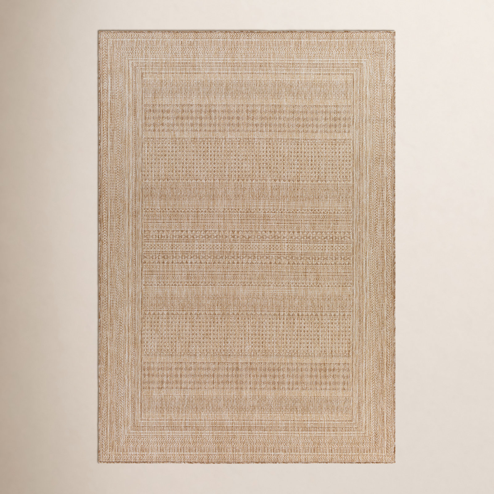Khaki Oriental Outdoor Rug, Rectangle 9'2" x 12'