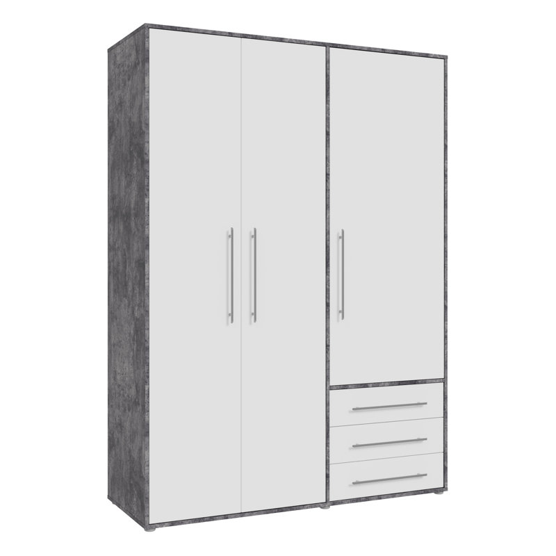 Takeem Manufactured Wood Wardrobe, Concrete/White