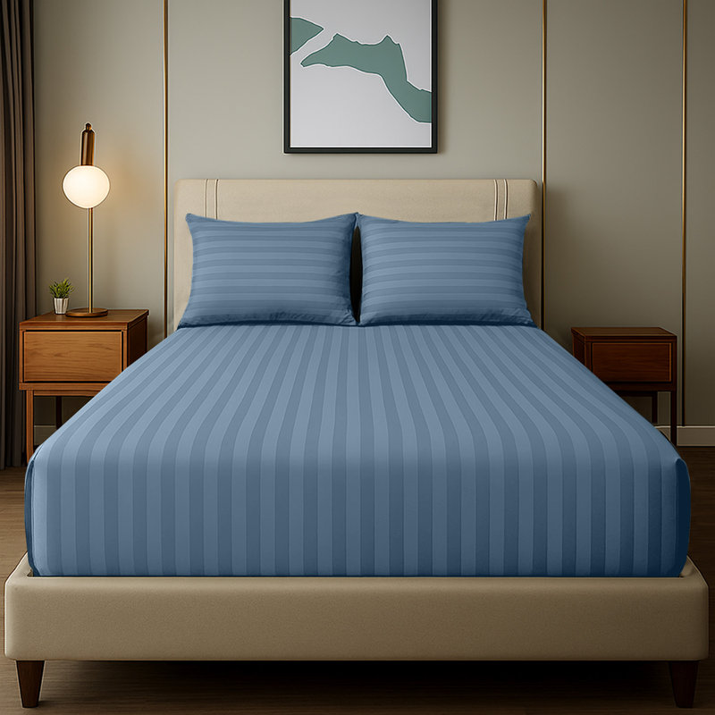 Microfiber Standard Fitted Sheet, Single (3'), Washed Blue