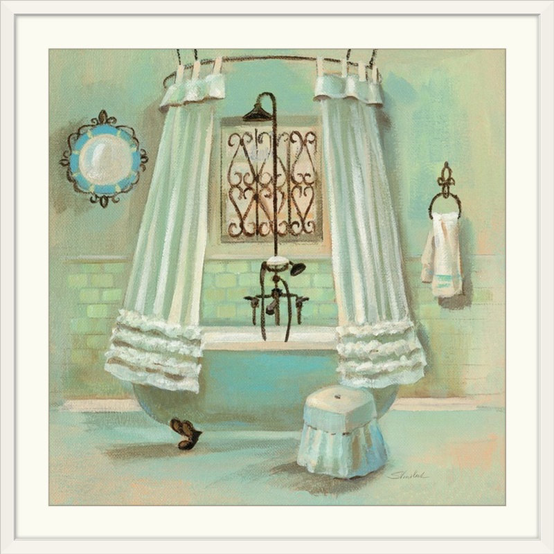 «Glass Tile Bath II» par Silvia Vassileva, reproduction, H 32 po x l 32 po x P 1 po, Cadre blanc