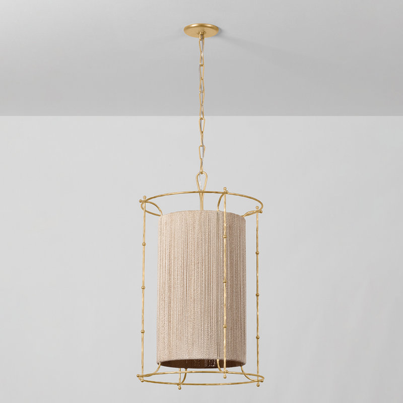 Jones Point Lantern in Vintage Gold Leaf, 32.25" H x 20" W x 20" D, 25 W
