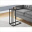 Table basse en forme de C en stratifié gris avec base en métal noir, peu encombrante pour le salon et amp; Chambre à coucher-432361765