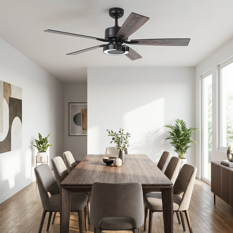 52" Dimmable 3CCT LED Ceiling Fan with Remote Control 6 Speeds Reversible DC Motor Timer 4"/10" Downrods