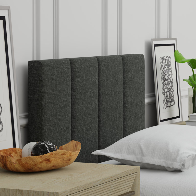 Askar Upholstered Panel Headboard, Twin, Dark Gray