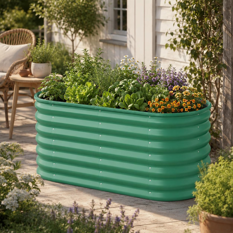 Metal Raised Garden Bed, 60cm H x 120cm W x 60cm D, Dark Green