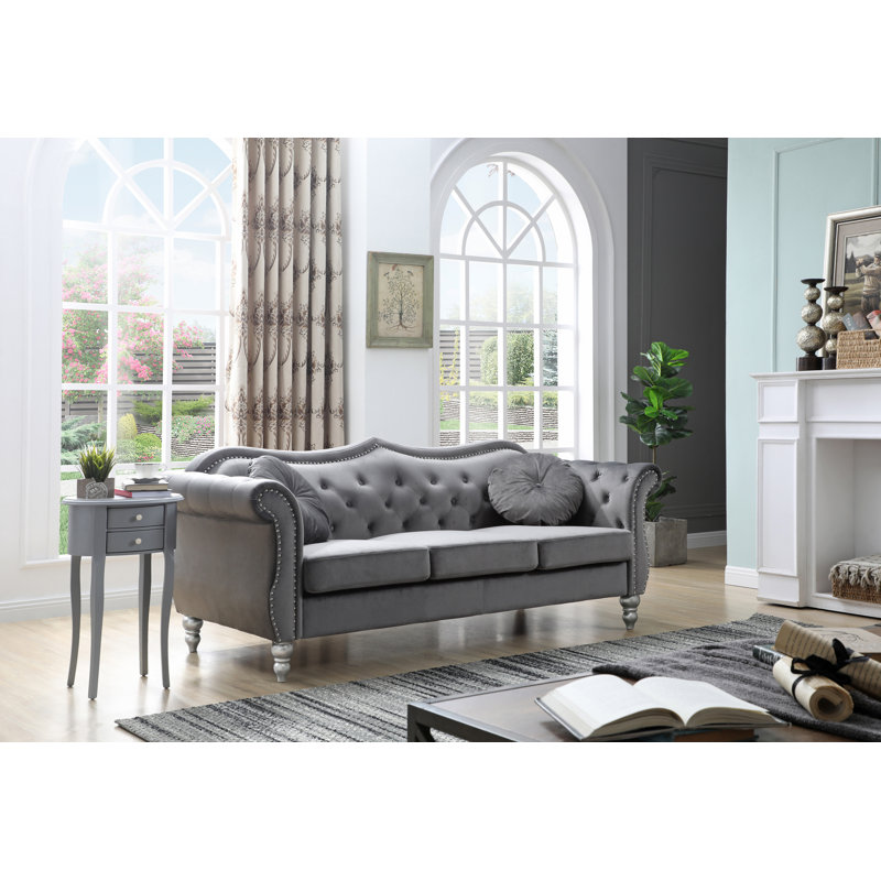 Clouser 82'' Velvet Sofa, Gray