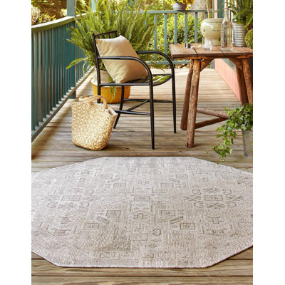 Tapis intérieur / extérieur naturel Arletha Southwestern