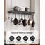 Support mural et de plafond pour casseroles de cuisine, style industriel, avec 18 crochets, noir anthracite-1061493472