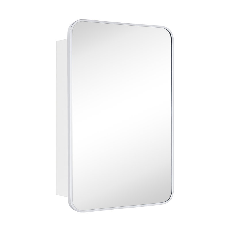 Garnes Recessed or Surface Mount Framed Medicine Cabinet with Adjustable Shelves, 24" H x 16.5" W x 4.84" D, Chrome