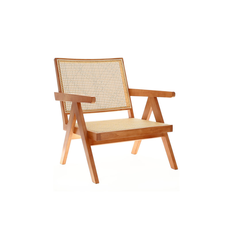 Chaise d'appoint en rotin Zinnia, noyer clair