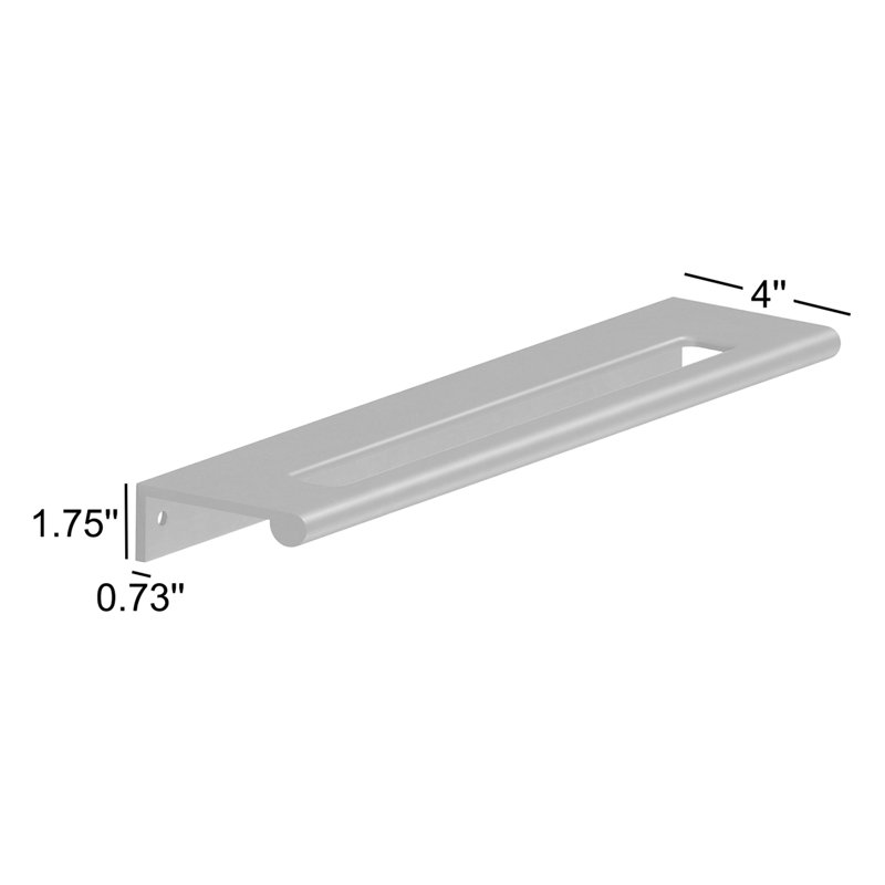 Poignée de bord avec rebord arrondi et découpe centrale, Nickel satiné, 28"