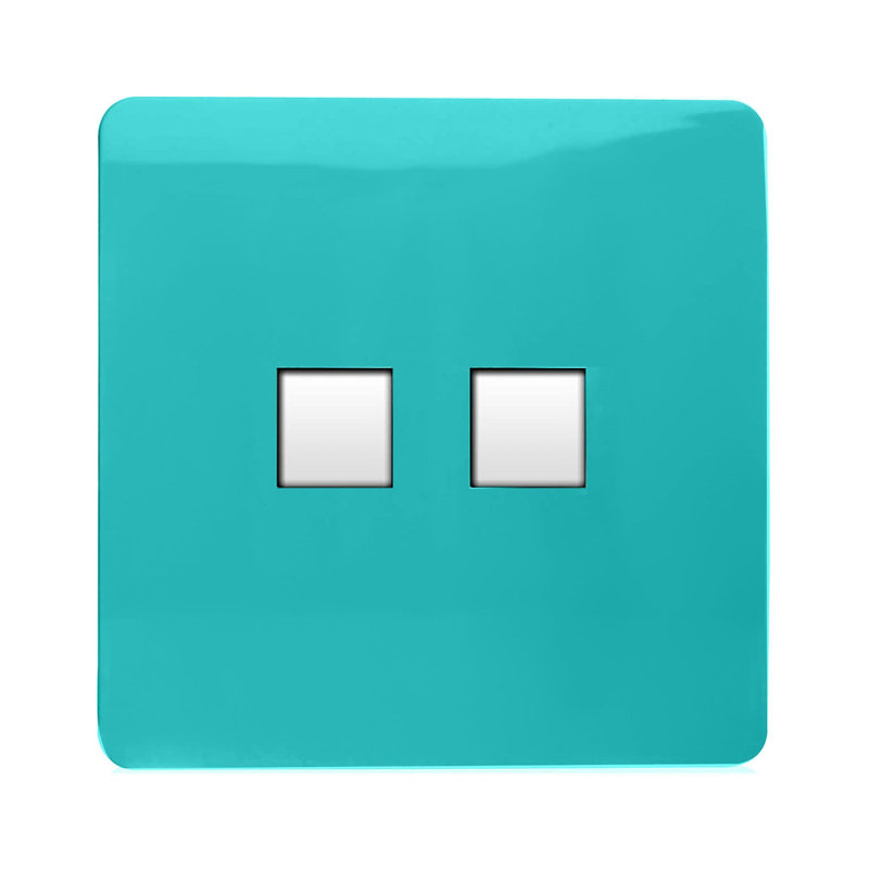 Trendi Switch 2 Gang Cat 3 Telephone Socket, Bright Teal