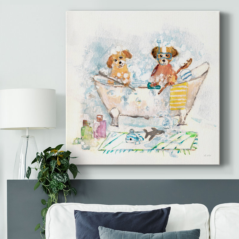 " Bath Pups III ", 40" H x 40" W x 1.5" D