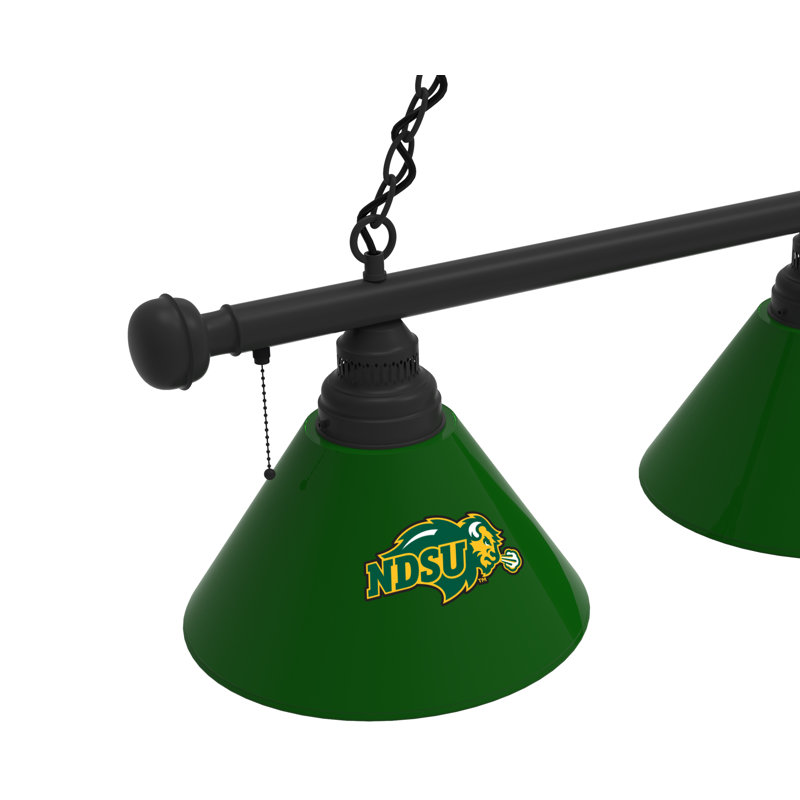 3 - Light Pool Table Lights Pendant, Black, North Dakota State Bison - Green
