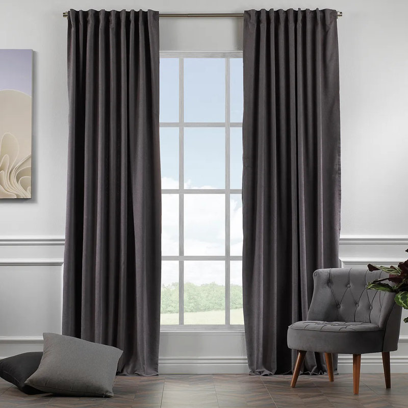 Extra Long & Extra Wide Decorative Curtain Single Panel, Grey, 280cm Width x 475cm Drop