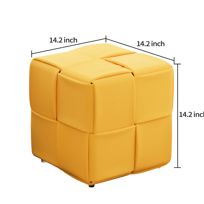 Velours côtelé jaune, matériau doux à haute résilience, peut être utilisé comme siège supplémentaire, aucun tissu carré, siège ou repose-pieds confortable, aucun assemblage requis