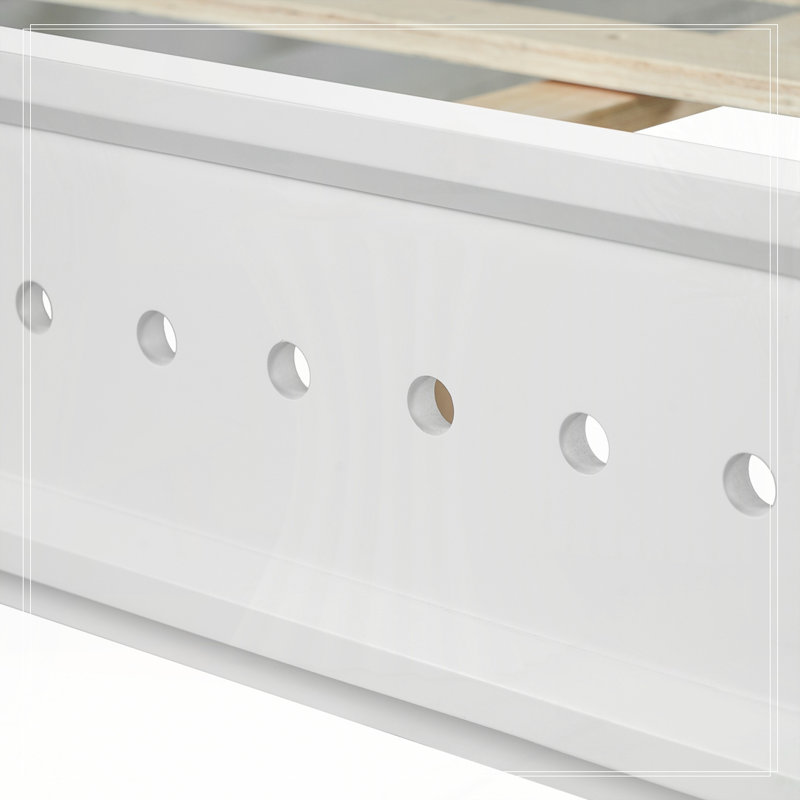 Wood Platform Bed, White, Queen
