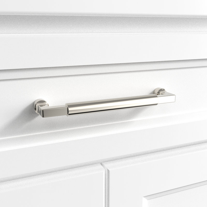 (Simple) Poignée de porte et de tiroir 6 po Chatham d'un centre à l'autre, Nickel poli