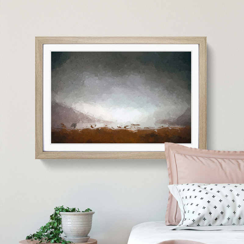 View of Stirling in Scotland in Abstract - Picture Frame Graphic Art Print, 40cm H x 60cm W x 2cm D, Oak