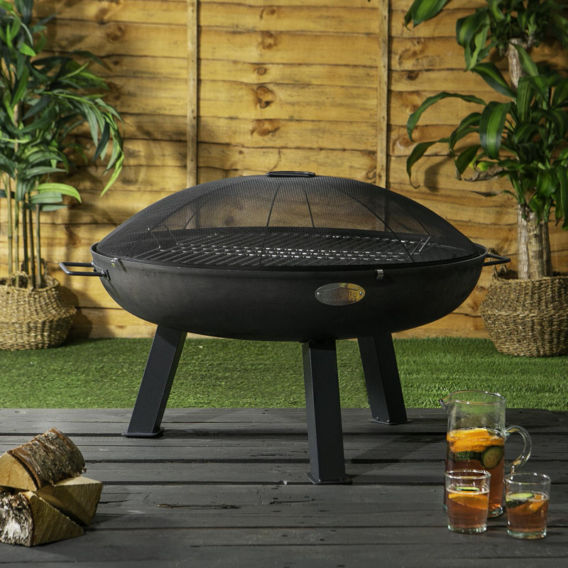 Harbour Housewares - Round Fire Pit Spark Guard - 72.5cm - Grey