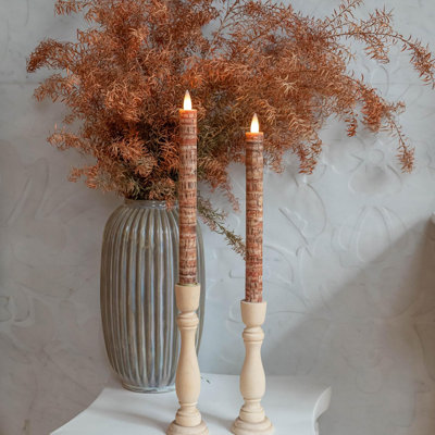 Bougies sans flamme scintillantes avec télécommande et minuterie, bougie à flamme en mouvement 3D à pile fonctionnant jusqu'à 400 heures, bougies de fenêtre de 9 pouces (écorce de palmier)
