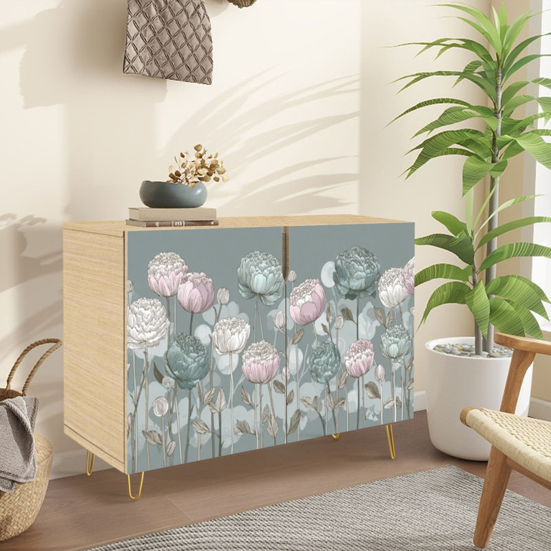 Buffet Buffet avec rangement Luxury Floral Universe Fantasy avec 2 portes pour le salon et la cuisine