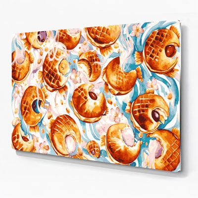 Dessert de taiyaki beige, art mural en métal