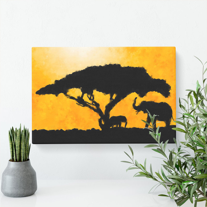 Mother And Baby Elephant Vol.2 - Wrapped Canvas, 50cm H x 76cm W x 3cm D