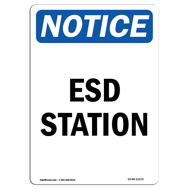 ESD Station Aluminum Sign 12 x 18