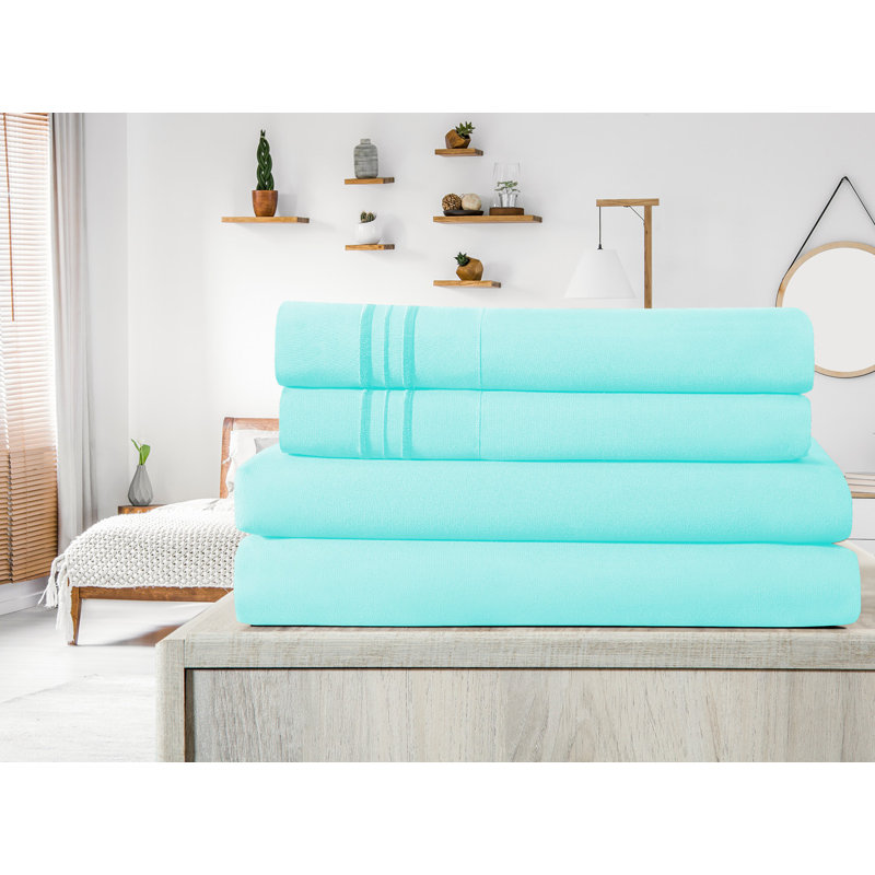 Ensemble de draps en micro-fibre, Aqua, Ensemble de draps pour lit simple TG + un drap-hou
