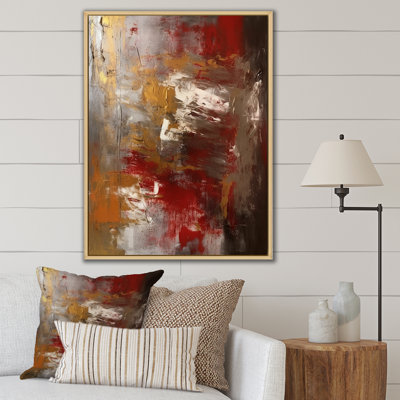 Ancient Italian Revelations In Gold And Red I - Abstract Painting Framed Wall Art Living Room