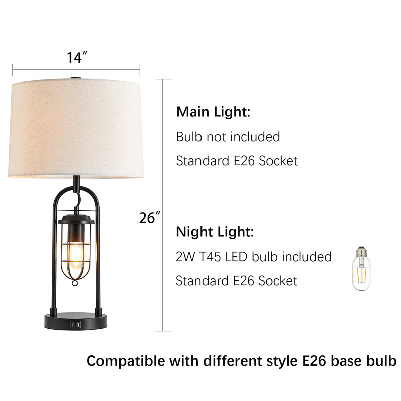 Jasper-John 26'' Bronze Table Lamp with USB