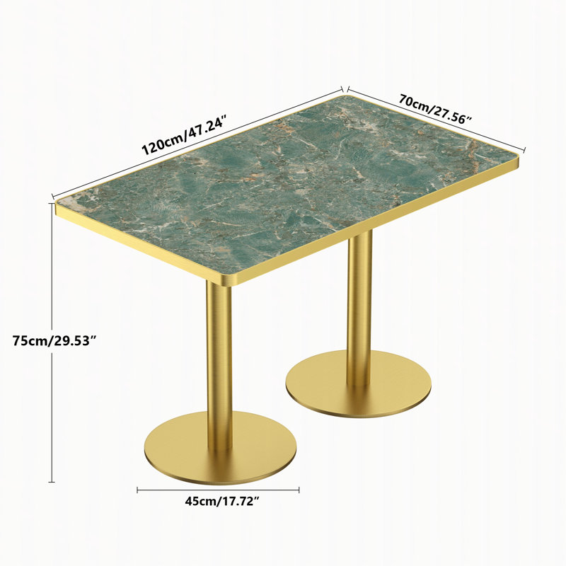 Table de salle à manger rectangulaire, Vert, Doré