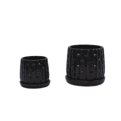 Ensemble de 2 pots de fleurs en céramique, pot à fleurs moderne 7 "