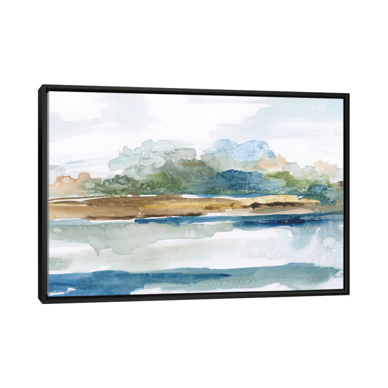 «Blue Solace», impression sur toile, H 18 po x l 26 po x P 1,5 po, Toile avec cadre noir, Pas de tapis