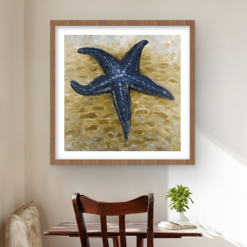 Étoile de mer bleue - décor de salle de bain encadré mat
