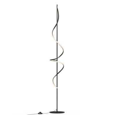 Sculptural Curve 24W LED Floor Lamp 51" - 3000K Warm White - Stepless Dimming in Matte Black